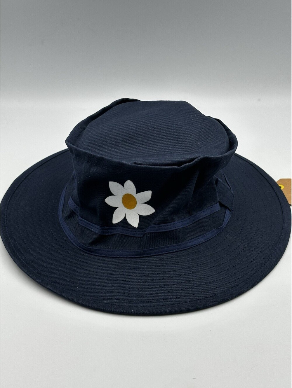 McNairy And Co Navy Daisy Wide Brim Bucket Hat Unisex Cotton NWT Streetwear